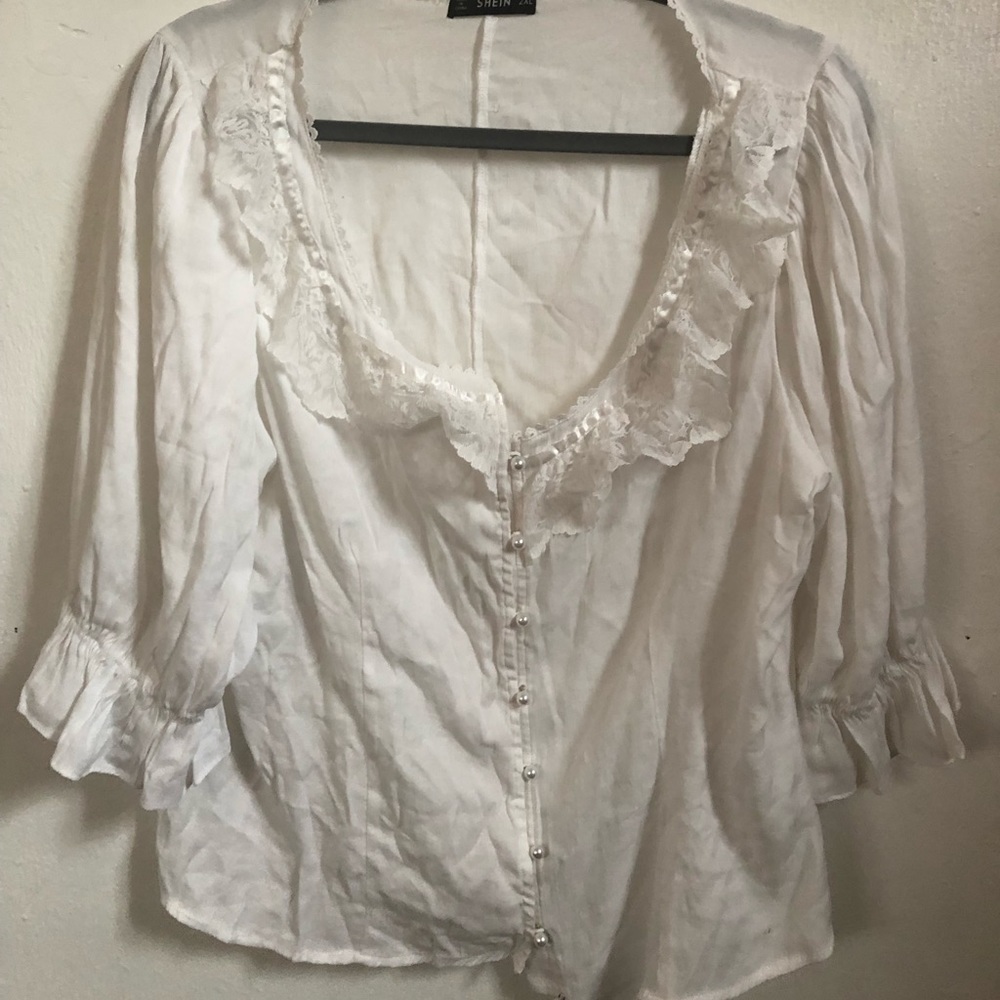 SHEIN-White Lace, milkmaid inspired top.
